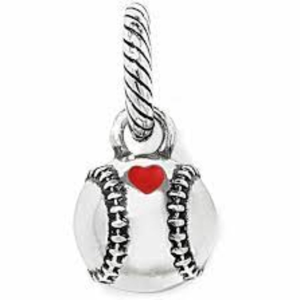 Brighton Silver Fastball charm with red heart